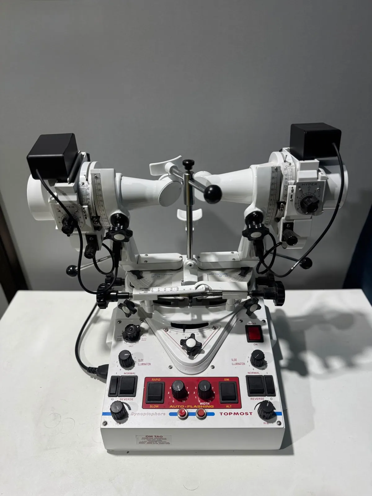Synoptophore used at Ibotombi Eye Care to assess and train binocular vision in amblyopia and squint