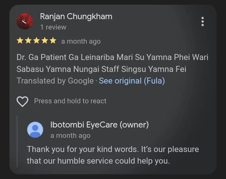 Patient review screenshot 1